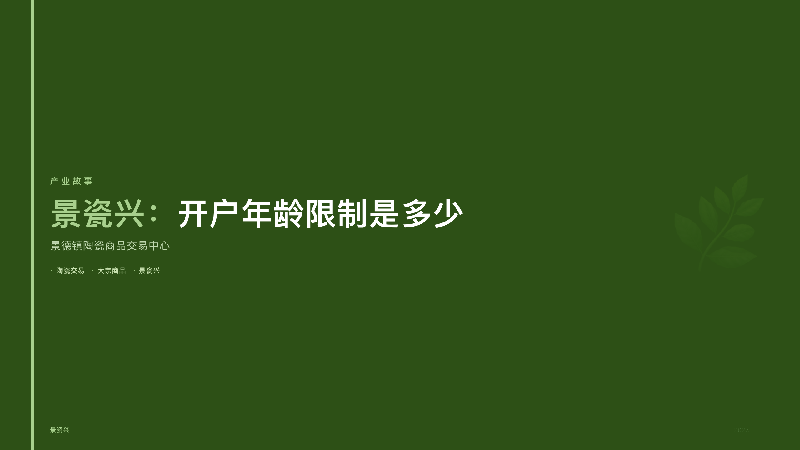 景瓷兴：开户年龄限制是多少